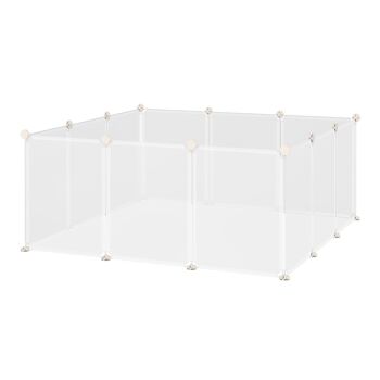 Cage parc enclos modulable petits animaux - dim. 105L x 105l x 45H cm - 12 panneaux résine PP opaque 1