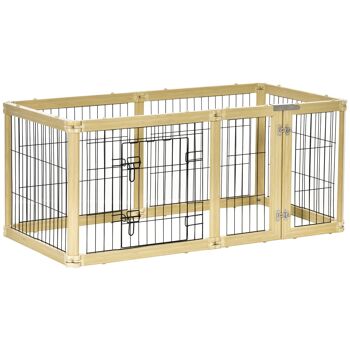 Parc enclos modulable pliable pour animaux 6 panneaux avec porte verrouillable dim. panneau 70L x 62H cm bois composite acier 1