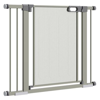 Cancelletto di sicurezza per animali - lunghezza regolabile dim.75-103 cm - porta a doppia chiusura, apertura bidirezionale - nessuna foratura - acciaio ABS grigio