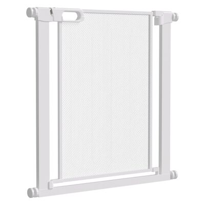 Animal safety gate - adjustable length dim. 75-82 cm - double locking door, two-way opening - no drilling - white ABS steel