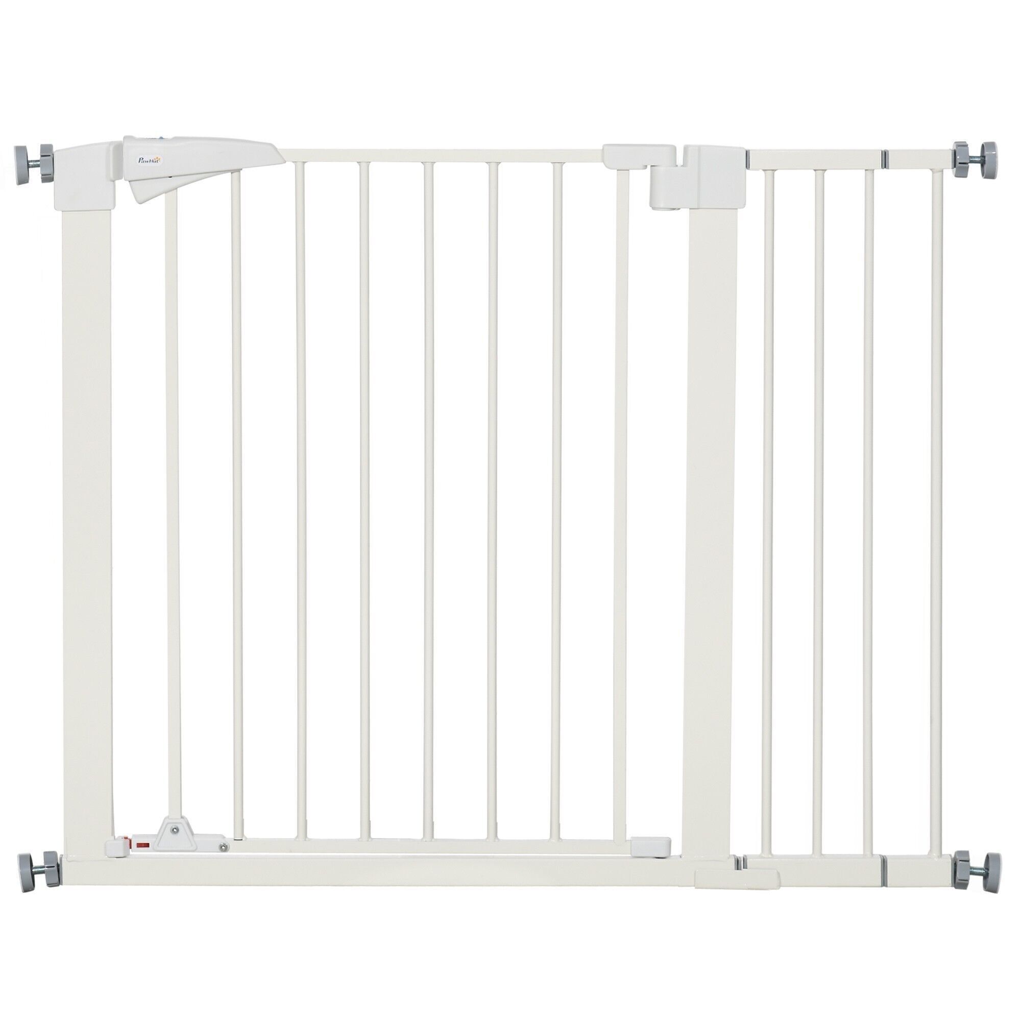 Cancelletto di sicurezza per animali regolabile 76-103L cm - porta a 2 chiusure, apertura a 2 vie - acciaio ABS bianco