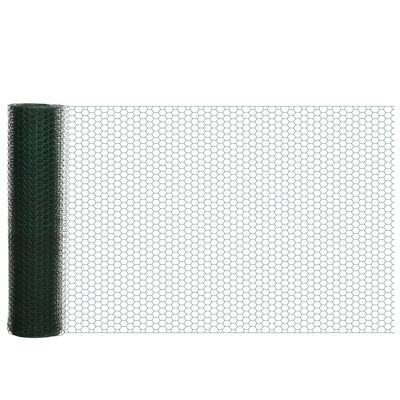 Grillage à poules rouleau soudé - maille hexagonale 2,5L x 4H cm - H.1 m - L.25 m - acier revêtement PVC vert