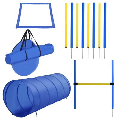 Agility sport for dogs complete equipment obstacle, tunnel, slalom, rest area + blue yellow carrying bag