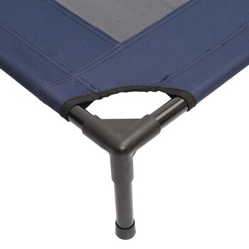 Lit pour chien chat lit de camp grand confort sur pieds tissu oxford textilène micro-perforé 76L x 61l x 18H cm bleu marine noir 5