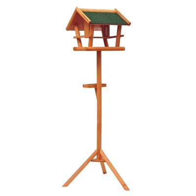 Futterstation auf Fuß, Vogelhaus mit Tablett, Vogelstation aus Holz für den Außenbereich, 150 cm