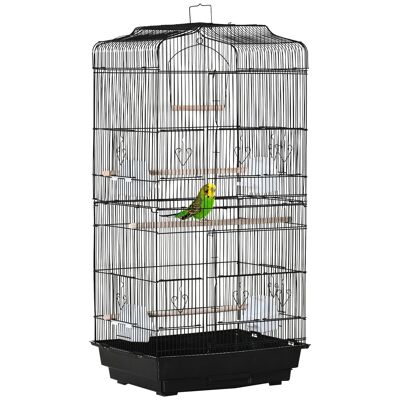 Aviary birdcage with perch feeders removable tray dim. 46.5L x 35.5W x 92H cm black PS metal