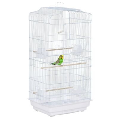 Aviary birdcage with perch feeders removable tray 2 doors dim. 46.5L x 35.5W x 92H cm white metal