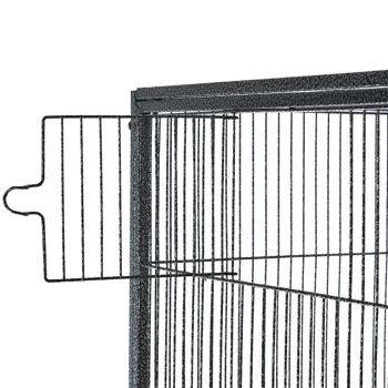 PawHut Cage à Oiseaux Portable avec 4 Mangeoires et 4 Perchoirs Pratique 81 x 48 x 163 cm Noir et Gris 5