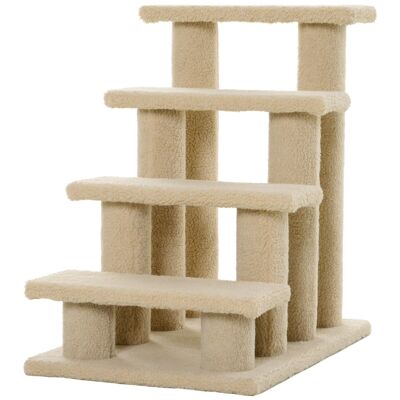 Cat stairs - dog stairs - 4 steps - very soft high density flannel covering - particle board structure - beige