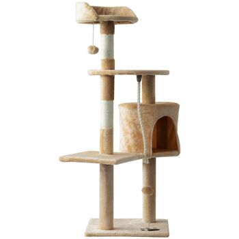 Arbre à chats multi-équipements griffoirs grattoirs plateformes niche corde jouets 40L x 40l x 114H cm beige 4