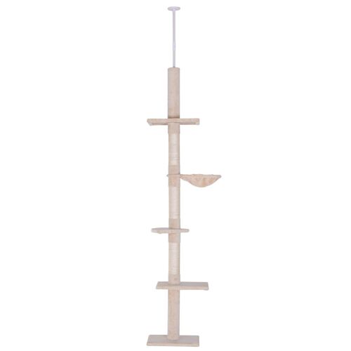 Arbre à chat poteau à griffer L40 x l 34 x H 230-260 cm 5 niveaux d'activités beige