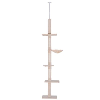 Poste rascador para gatos L 40 x A 34 x A 230-260 cm 5 niveles de actividad beige