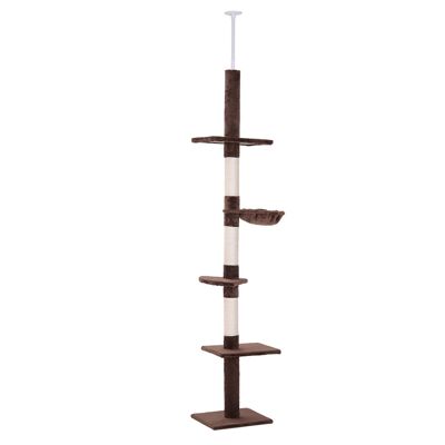 Cat tree scratching post L40 x W 34 x H 230-260 cm 5 activity levels brown