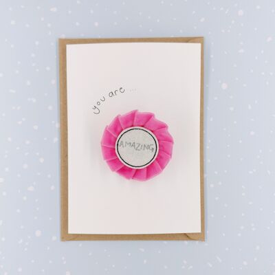 Affirming Embroidered Rosette Badge Card - Amazing