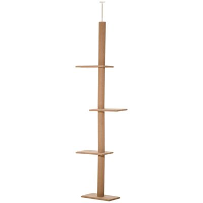 Kratzbaum für Kratzbäume, höhenverstellbar, Maße 43 L x 27 B x 228–260 H cm, 4 Aktivitätsstufen, braun