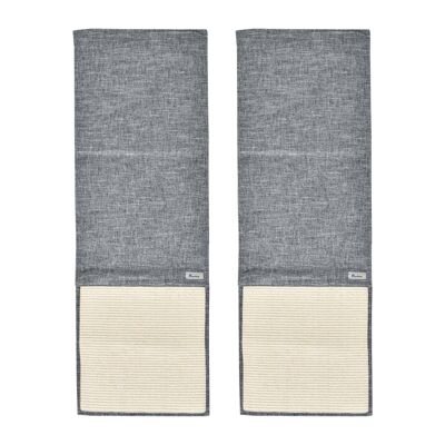 Set di 2 tappetini tiragraffi per gatti in sisal tiragraffi da divano, da pavimento o da parete dim.130L x 45L cm grigio