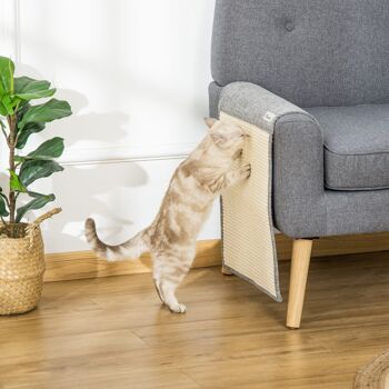 Lot de 2 tapis griffoir chat grattoir chat en sisal grattoir de canapé, sol ou mur dim. 130L x 45l cm gris 2