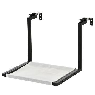 Árbol de gato de pared de diseño - estante de pared para gato - hamaca de radiador de gato - marco con fijación ajustable - acero negro PVC crema poliéster