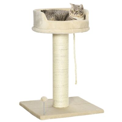 Albero per gatti tiragraffi raschietto in sisal naturale piattaforma panoramica corda da arrampicata palla a molla peluche beige