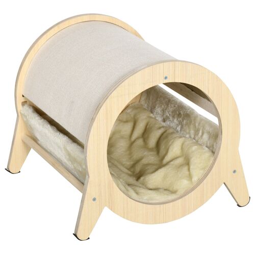 Maison pour chat design - niche chat panier chat - coussin amovible, grattoir jute naturelle - panneaux aspect bois clair