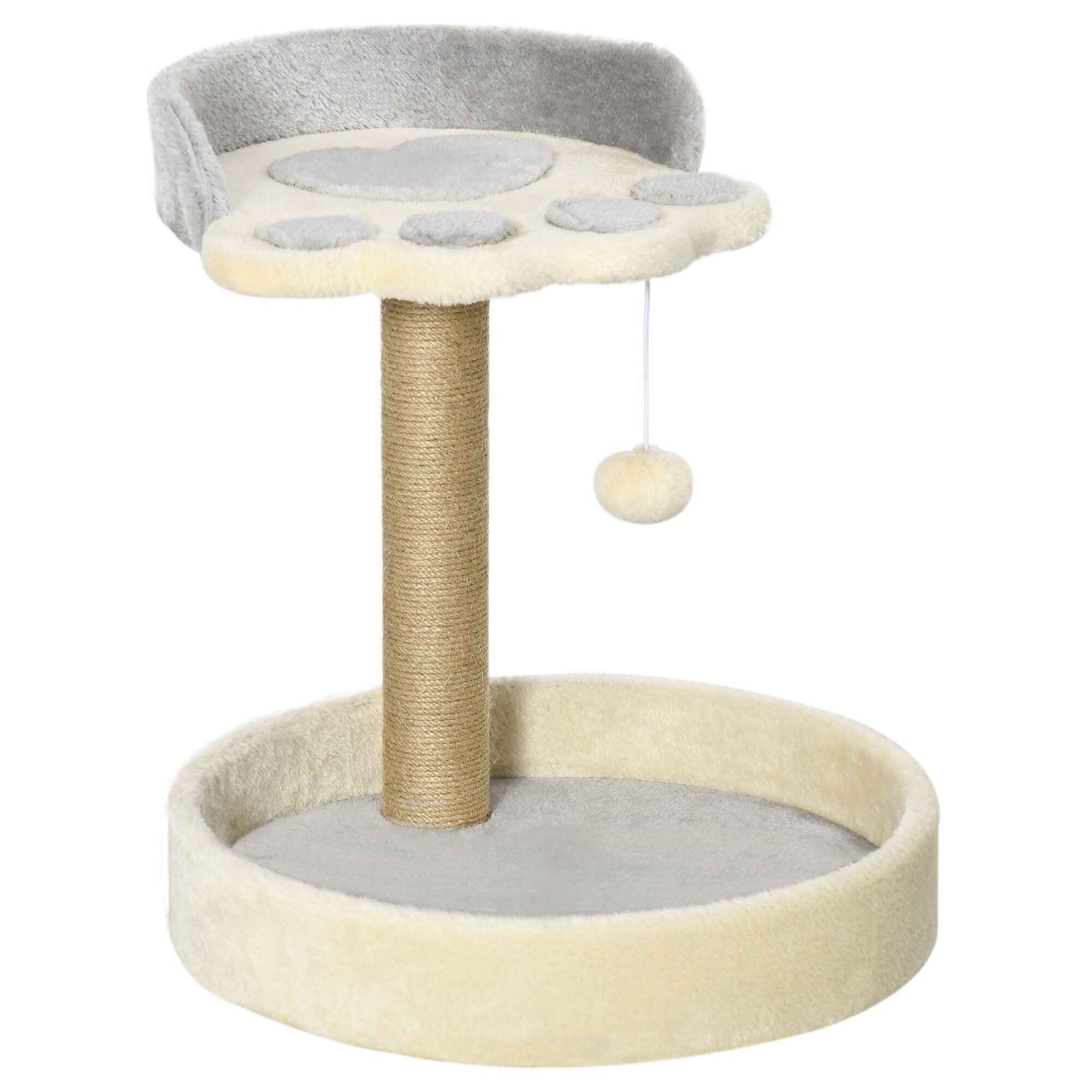 Albero per gatti tiragraffi design zampa di gatto gioco appeso palla cesto piattaforma osservazione peluche beige grigio iuta naturale