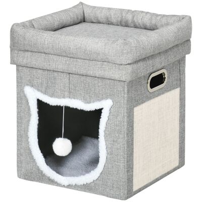 Cat basket with soft cushion tray scraper hanging ball game gray handles