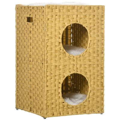 Cat basket Cozy cat bed very comfortable 3 levels dim. 40L x 40W x 65H cm soft cushions included resin wicker