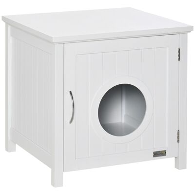 Toilet house for cat on foot design grooved entrance door white MDF metal handle