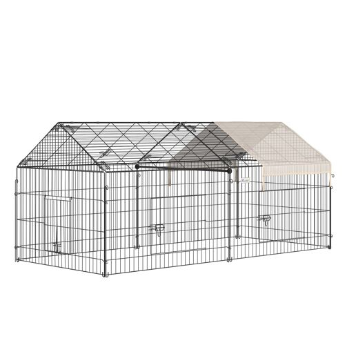 Parc enclos métal époxy cage extérieure dim. 2,20L x 1,03l x 1,03H m 3 portes et trappe surface abrité PE beige