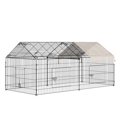 Park enclosure metal epoxy outdoor cage dim. 2.20L x 1.03W x 1.03H m 3 doors and hatch sheltered surface PE beige