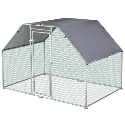 Chicken coop kennel enclosure 5.32 m² - fenced park dim. 2.8L x 1.9W x 1.95H m - chicken coop kennel fully covered - galvanized steel