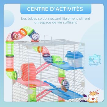 Cage pour hamster souris rongeur 4 étages avec tunnels mangeoire roue maison échelles dim. 46L x 30l x 58H cm cm vert 4