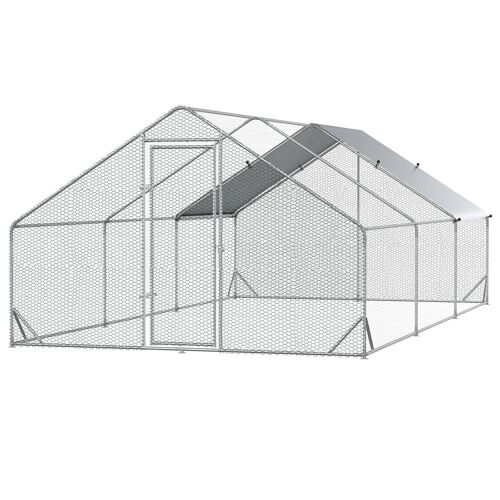 Enclos poulailler chenil 18 m² - parc grillagé dim. 6L x 3l x 2H m - espace couvert - acier galvanisé