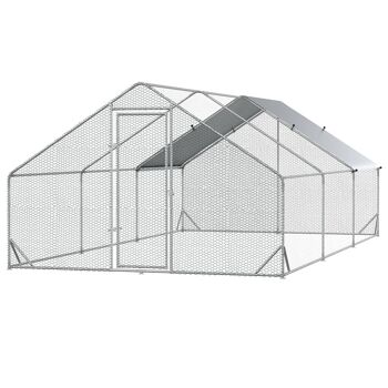 Enclos poulailler chenil 18 m² - parc grillagé dim. 6L x 3l x 2H m - espace couvert - acier galvanisé 1