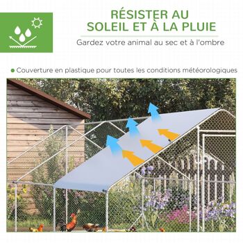 Enclos poulailler chenil 18 m² - parc grillagé dim. 6L x 3l x 2H m - espace couvert - acier galvanisé 4