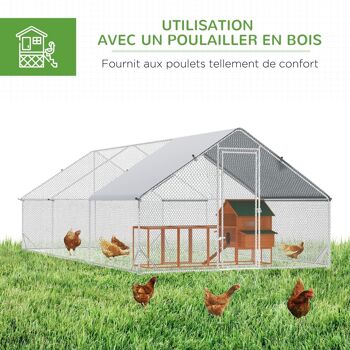 Enclos poulailler chenil 18 m² - parc grillagé dim. 6L x 3l x 2H m - espace couvert - acier galvanisé 5