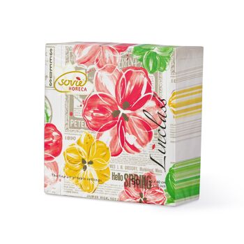 Serviette Hello Spring en jaune-rouge de Linclass® Airlaid 40 x 40 cm, 50 pièces 5