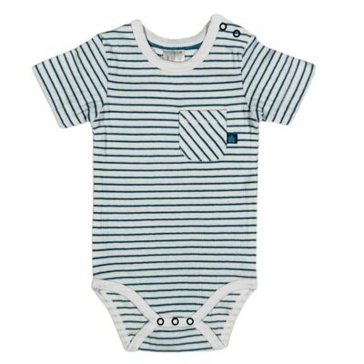 Short-sleeved body with blue/white stripes