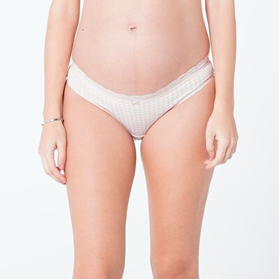 Gingham Print Cotton Maternity Briefs