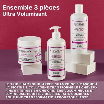 Kerargan - Trio Volumisant Shampoing, Après-shampoing & Masque à la Biotine & Collagène - 3x500ml 2