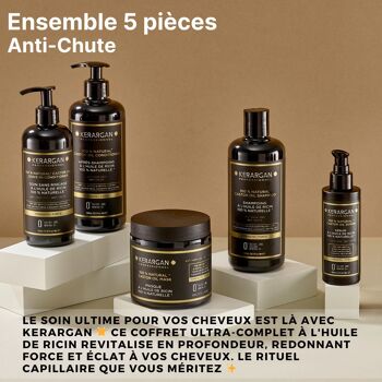 Kerargan - Ensemble Anti-Chute Shampoing, Après-shampoing, Masque,Sérum & Leave-In à l’Huile de Ricin -  3x500ml+100ml+350ml 2