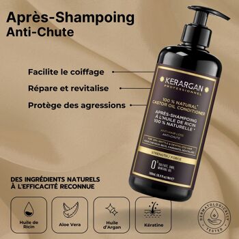 Kerargan - Ensemble Anti-Chute Shampoing, Après-shampoing, Masque,Sérum & Leave-In à l’Huile de Ricin -  3x500ml+100ml+350ml 4