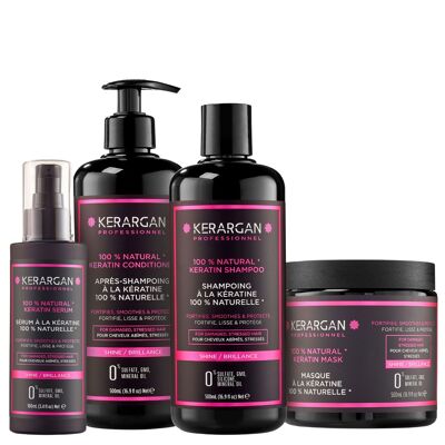 Kerargan - Set shampoo, balsamo, maschera e siero alla cheratina ultra riparatori - 3x500 ml +100 ml