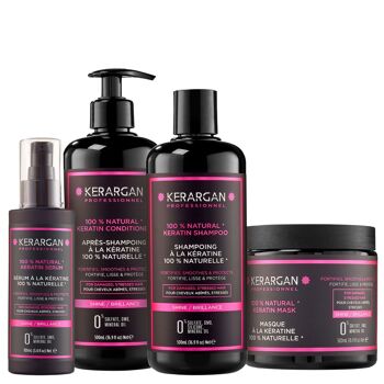 Kerargan - Ensemble Ultra Réparateur Shampoing, Après-shampoing, Masque & Sérum à la Kératine - 3x500ml +100 ml 1