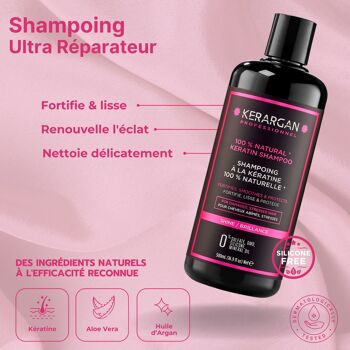 Kerargan - Ensemble Ultra Réparateur Shampoing, Après-shampoing, Masque & Sérum à la Kératine - 3x500ml +100 ml 3