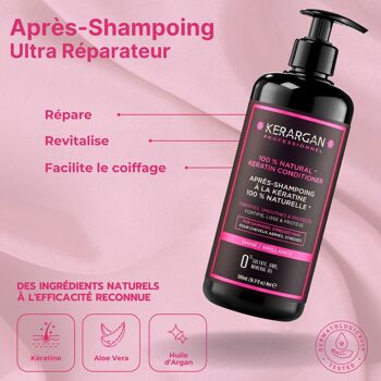 Kerargan - Ensemble Ultra Réparateur Shampoing, Après-shampoing, Masque & Sérum à la Kératine - 3x500ml +100 ml 4