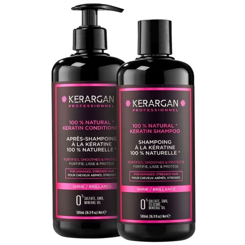 Kerargan - Duo Shampoing & Après-shampoing à la Kératine - 2x500ml