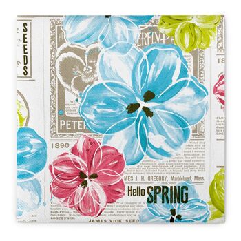Serviette Hello Spring en rose-turquoise en Linclass® Airlaid 40 x 40 cm, 50 pièces 1