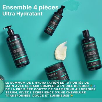 Kerargan - Ensemble Hydratant Shampoing, Après-Shampoing, Masque et Sérum à l'Huile de Coco - 3x500ml + 100ml 2