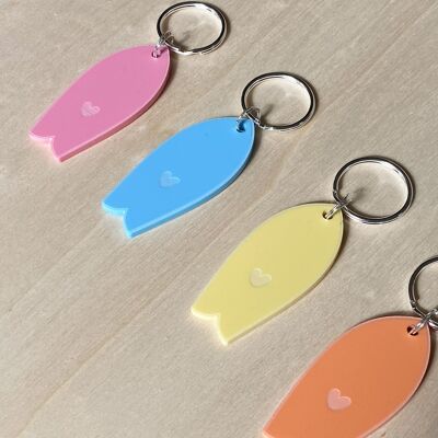 COLORFUL HEART SURFBOARD KEY RING
